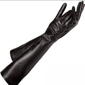 Zara Elegant long Black Lined Leather Gloves